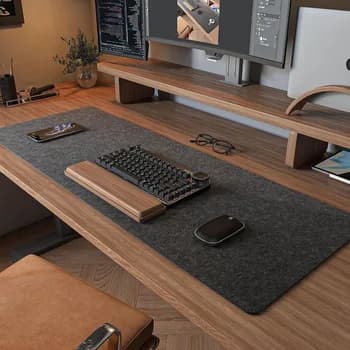 Wool felt desk mat for gaming office laptop and minimalist desk setups